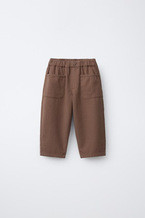 Zara - Straight Leg Pants With Pockets - Kids - Brown - Kids | Zara US