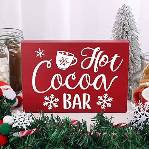 Hot Cocoa Bar Sign Hot Chocolate Station Sign Wood Coffee Bar Decor Farmhouse Home Winter Party Christmas Table Decor Holiday Housewarming Gift | Amazon (US)