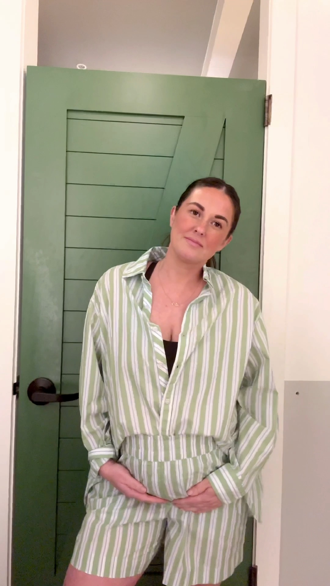 I got my true size in the top and it is plenty oversized. Sized up in the shorts and they fit great with a bump! If not pregnant get your true size! 

#LTKSeasonal #LTKBump #LTKStyleTip