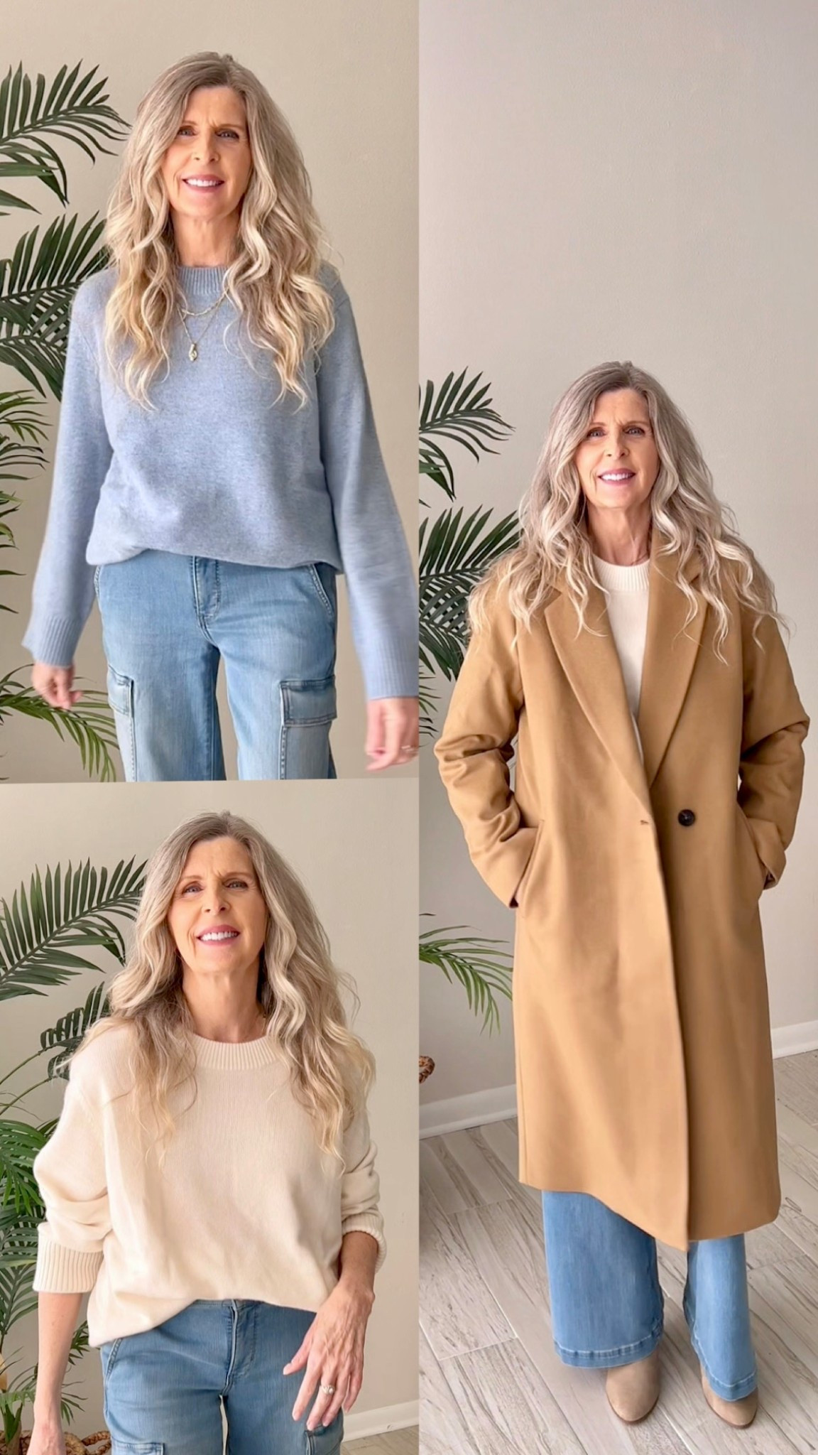 Affordable Mongolian Cashmere sweater - several styles - crew neck, boat neck, multiple colors. Tan single button and double breasted wool coat - long coat or midi coat - also in black, chocolate brown, off white. Wide leg cargo jeans that fit perfectly & go with everything! #ltkfindsunder50 

#LTKSaleAlert #LTKGiftGuide #LTKdayinmylife