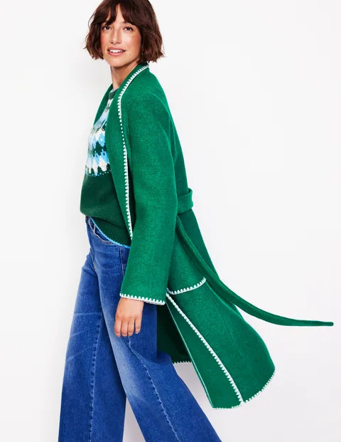 Blanket Stitch Wrap Coat | Boden UK