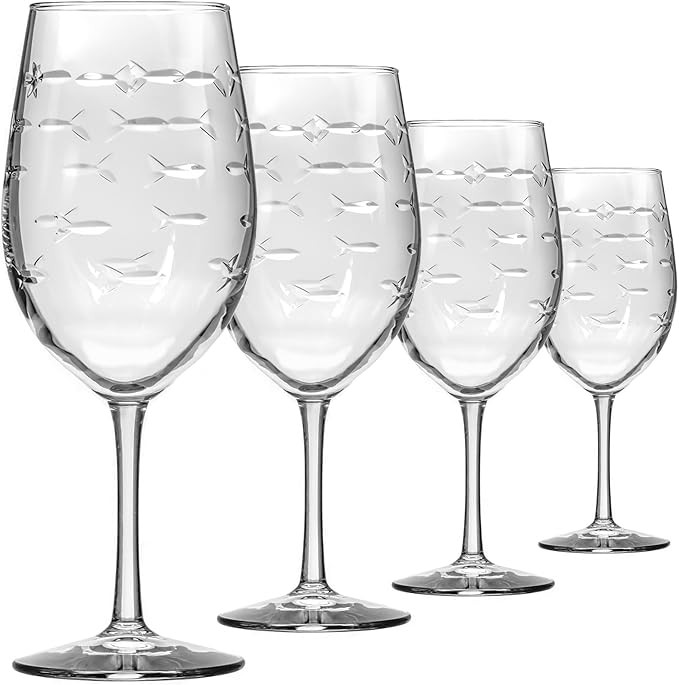 Rolf Glass School of Fish 18oz All Purpose Wine Glass | Set of 4 | Large Wine Glasses | Lead-free... | Amazon (US)