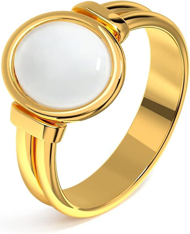 YeGieonr Shell Gold Signet Rings for Women, Non-Tarnish Stainless Steel Rings with 18K Gold Plated,  | Amazon (US)