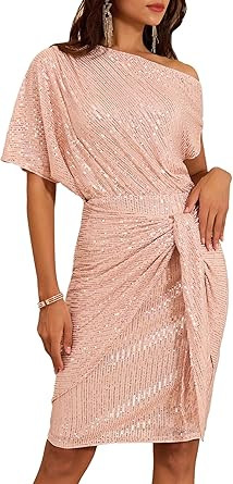 GRACE KARIN Women's Sequin Sparkly Glitter Party Club Dress One Shoulder Ruched Cocktail Bodycon ... | Amazon (US)