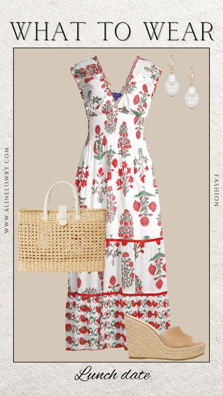 What to wear for a lunch date while on vacation. European summer outfit idea. Gorgeous floral dress outfit idea. 

#LTKSeasonal #LTKstyletip #LTKU