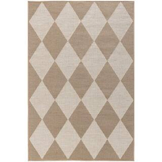 Washable Modern Jute Natural Ivory 4 ft. x 6 ft. Geometric Contemporary Area Rug | The Home Depot
