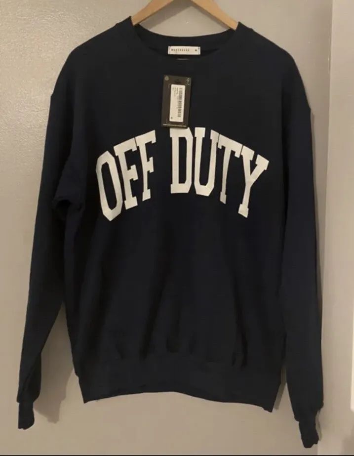 Warehouse Navy blue “OFF DUTY” sweatshirt size X-Small  - New With Tags | eBay US