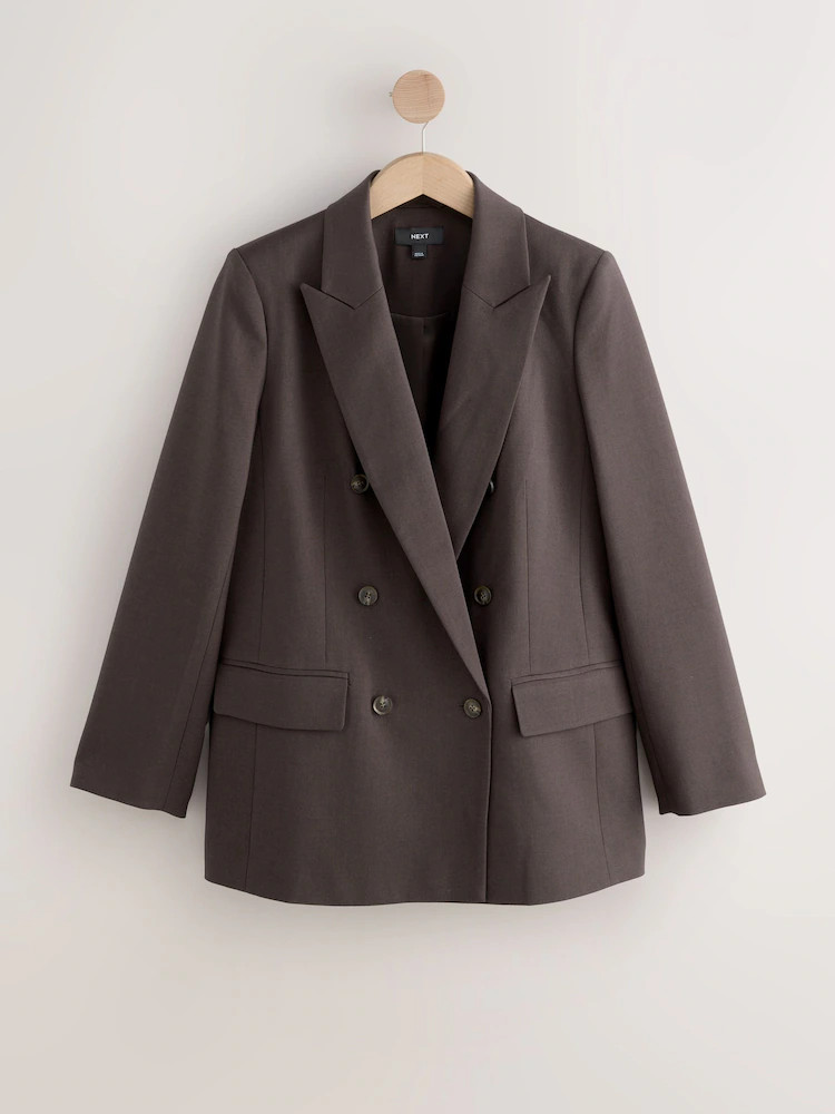 Chocolate Brown Double Breasted Blazer | Next EU