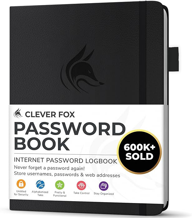 Clever Fox Password Book with alphabetical tabs. Internet Address Organizer Logbook. Small Pocket... | Amazon (US)