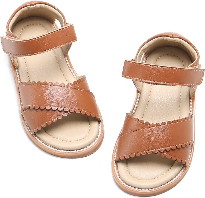 Felix & Flora Toddler Girl Sandals -Flower Girl Dress Shoes Open Toe Little Kid Summer Flats | Amazon (US)