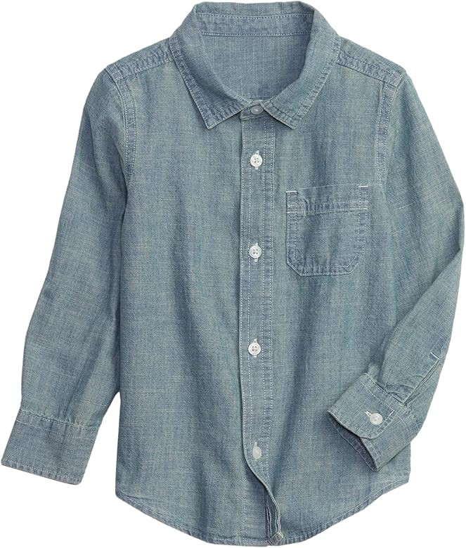 GAP Baby Boys' Chambray Long Sleeve Shirt Top | Amazon (US)