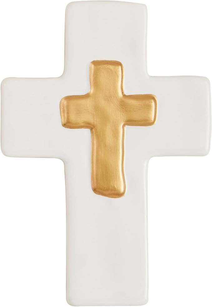 Mud Pie Ceramic and Gold Thick Cross; 6" x 4" | Amazon (US)