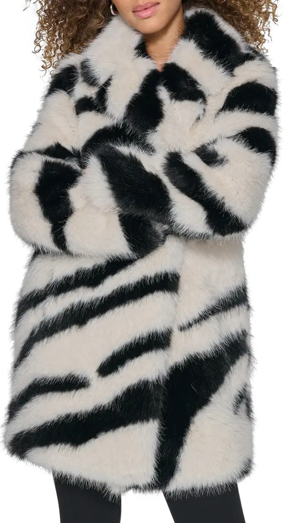 KARL LAGERFELD PARIS Oversize Zebra Print Faux Fur Jacket | Nordstromrack | Nordstrom Rack