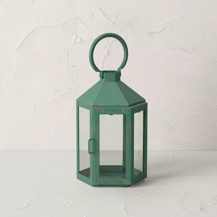 Iron/Glass Outdoor Lantern Candle Holder Green - Opalhouse™ designed with Jungalow™ | Target