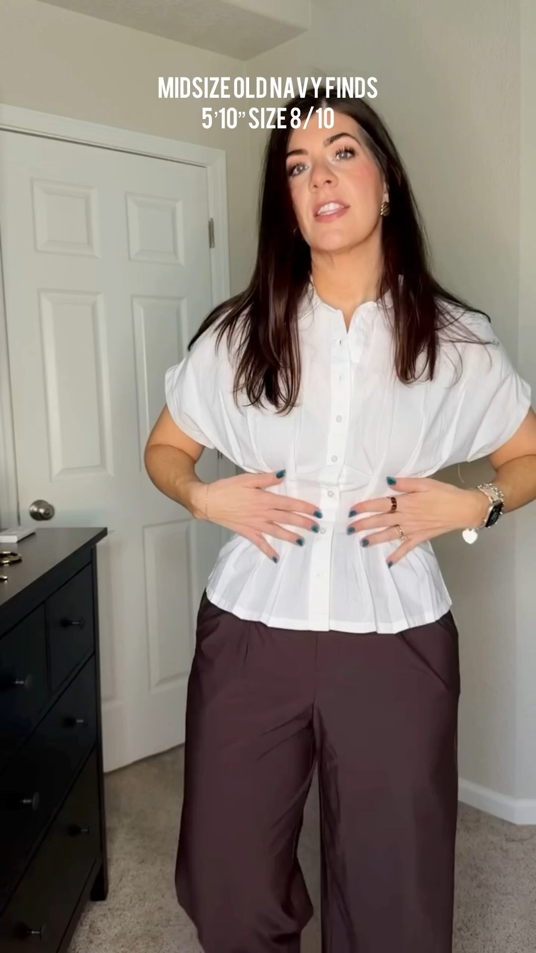 Old navy try on In a medium tall blouse, medium tall Parachute chino pant, medium tall wide leg pants- these run huge

Old navy, wide leg pants, sale, top, work top, workwear, parachute pants, midsize fashion, affordable fashion 

#LTKootd #LTKMidsize #LTKSeasonal