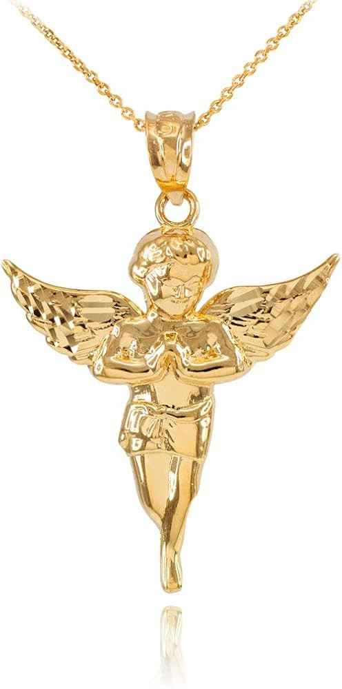 10K Yellow Gold Angel Heavenly Guardian Pendant Necklace - Choice of Length | Amazon (US)