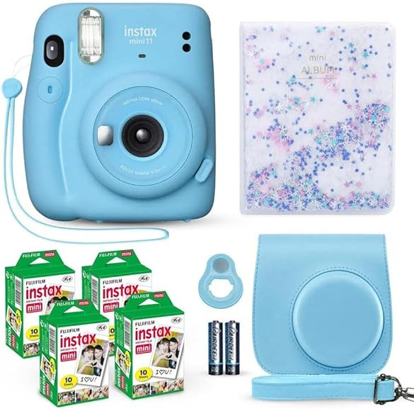 Fujifilm Instax Mini 11 Instant Camera Sky Blue + Fuji Film Value Pack (40 Sheets) + Shutter Acce... | Amazon (US)