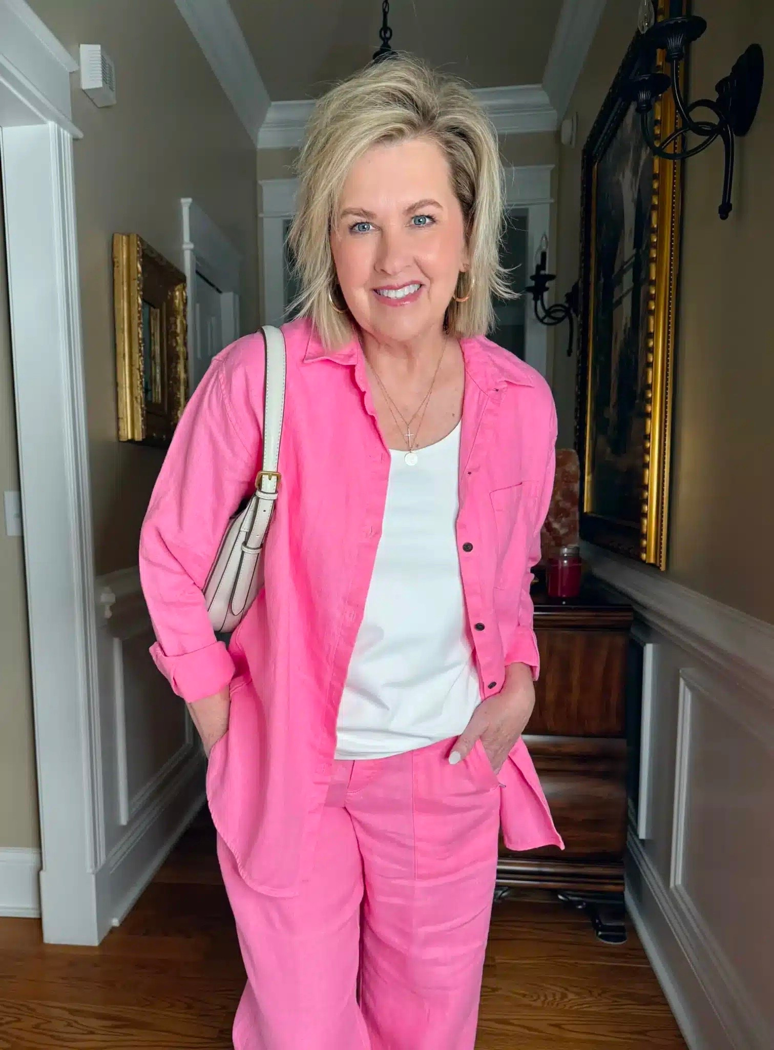 This bright pink set is comfortable and easy to wear, but perfect for Spring! Shirt size medium | tank size large | pants size small 

#LTKTravel #LTKootd #LTKOver40