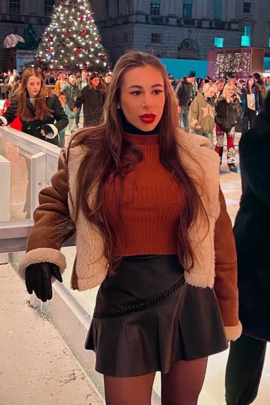 Shein • House of CB • Aria Cove • Wolford • ASOS 

Shein Unity 3pcs Mock Neck Ribbed Knit Sweater, House of CB Black Leather Mini Skirt, Aria Cove Brown Cropped Shearling Jacket, Wolford Satin Touch Black Tights, ASOS Black Leather Gloves 

Ice skating outfit, ice skating outfit inspiration, winter style, winter outfit, leather gloves, leather mini skirt, cropped jacket, London style 

#LTKsale #LTKuk #LTKstyletip