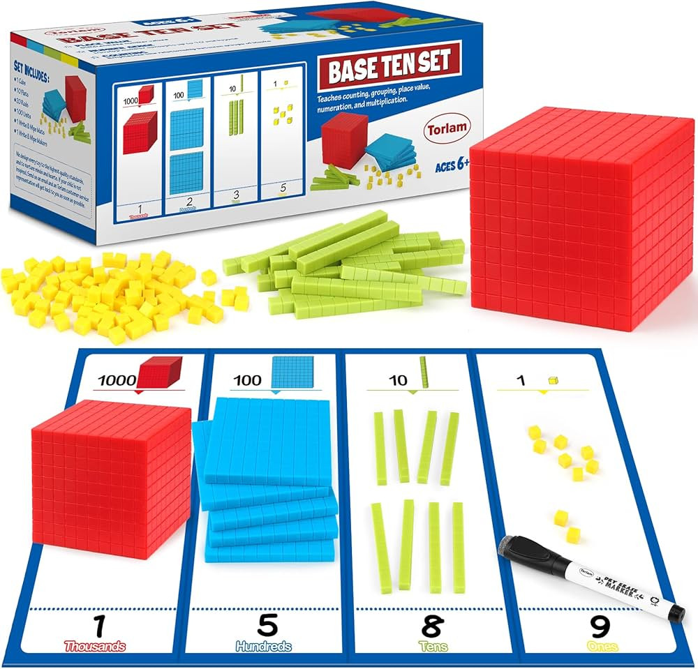Torlam 131 PCS Base Ten Blocks for Math - Place Value Blocks, Plastic Base 10 Math Manipulatives ... | Amazon (US)