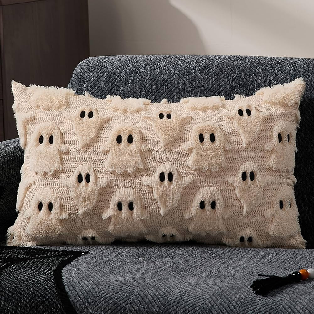DFXSZ Halloween Pillow Covers 12x20 inch Ghost Decor Beige Halloween Lumbar Pillow Covers Decorat... | Amazon (US)