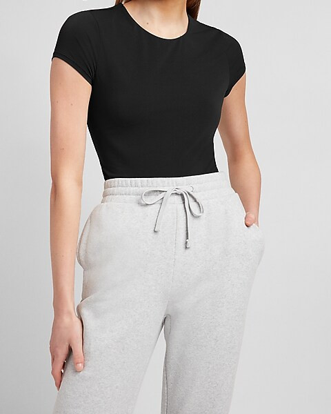 Fitted Crew Neck Double Layer Thong Bodysuit | Express