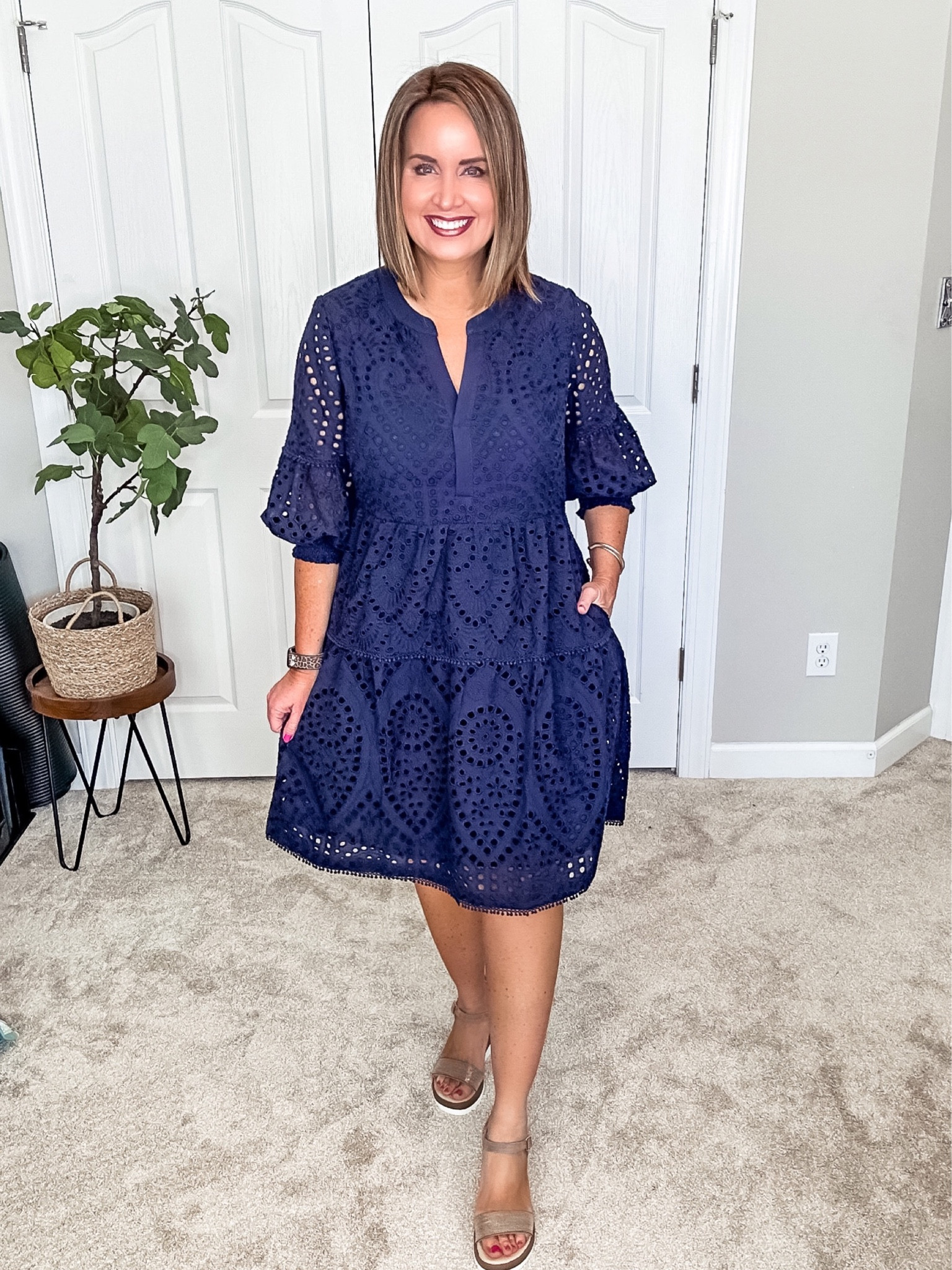 black christmas mini dress Kristen Dress Navy Seaside Eyelet