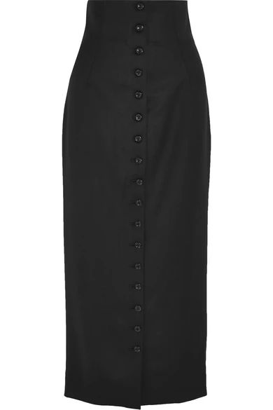 Sara Battaglia - Wool-blend Midi Skirt - Black | NET-A-PORTER (US)