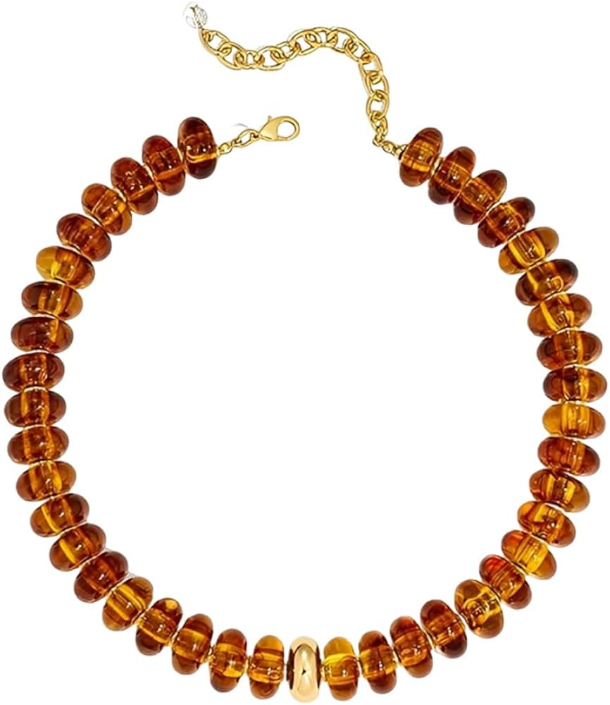 Colorful Beaded Necklaces for Girls Women Chunky Bohemian Beads Choker Necklace Y2K Adjustable Ch... | Amazon (UK)