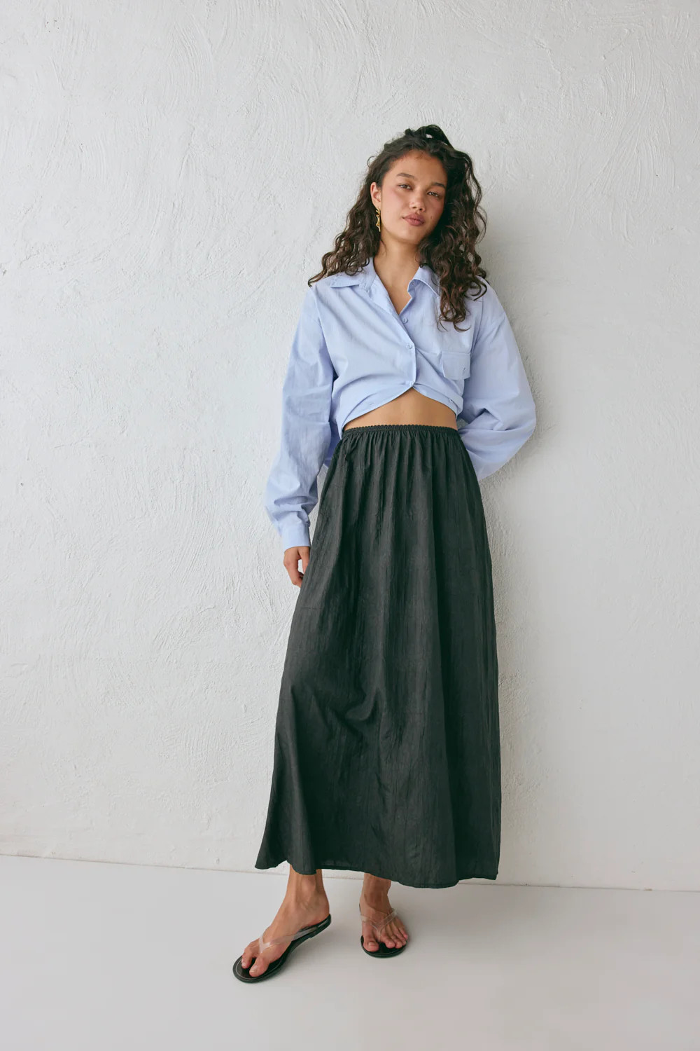 Solara Midi Skirt Black | VRG Grl