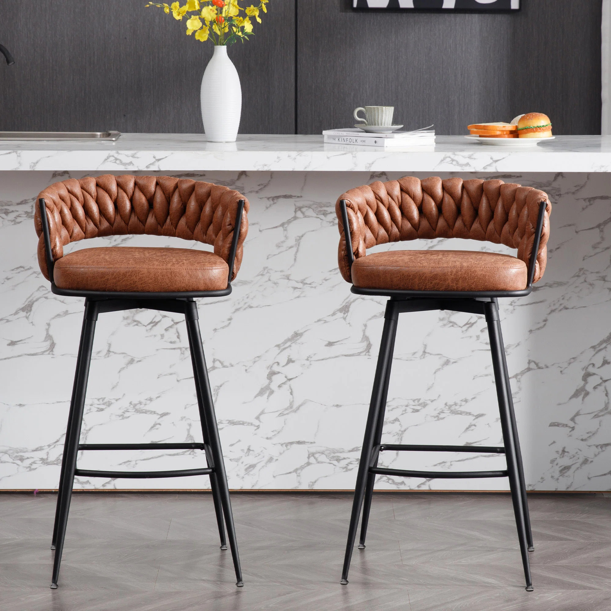 Kymberlynn Swivel Upholstered Low Back Bar & Counter Stool With Metal Frame (Set of 2)ByCorrigan ... | Wayfair North America