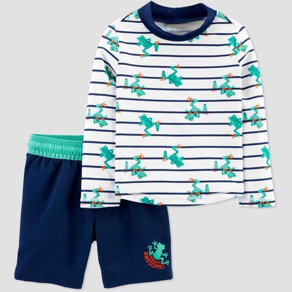 Baby Boys' Frog Stripe Swim Rash Guard Set - Just One You® made by carter's Blue | Target