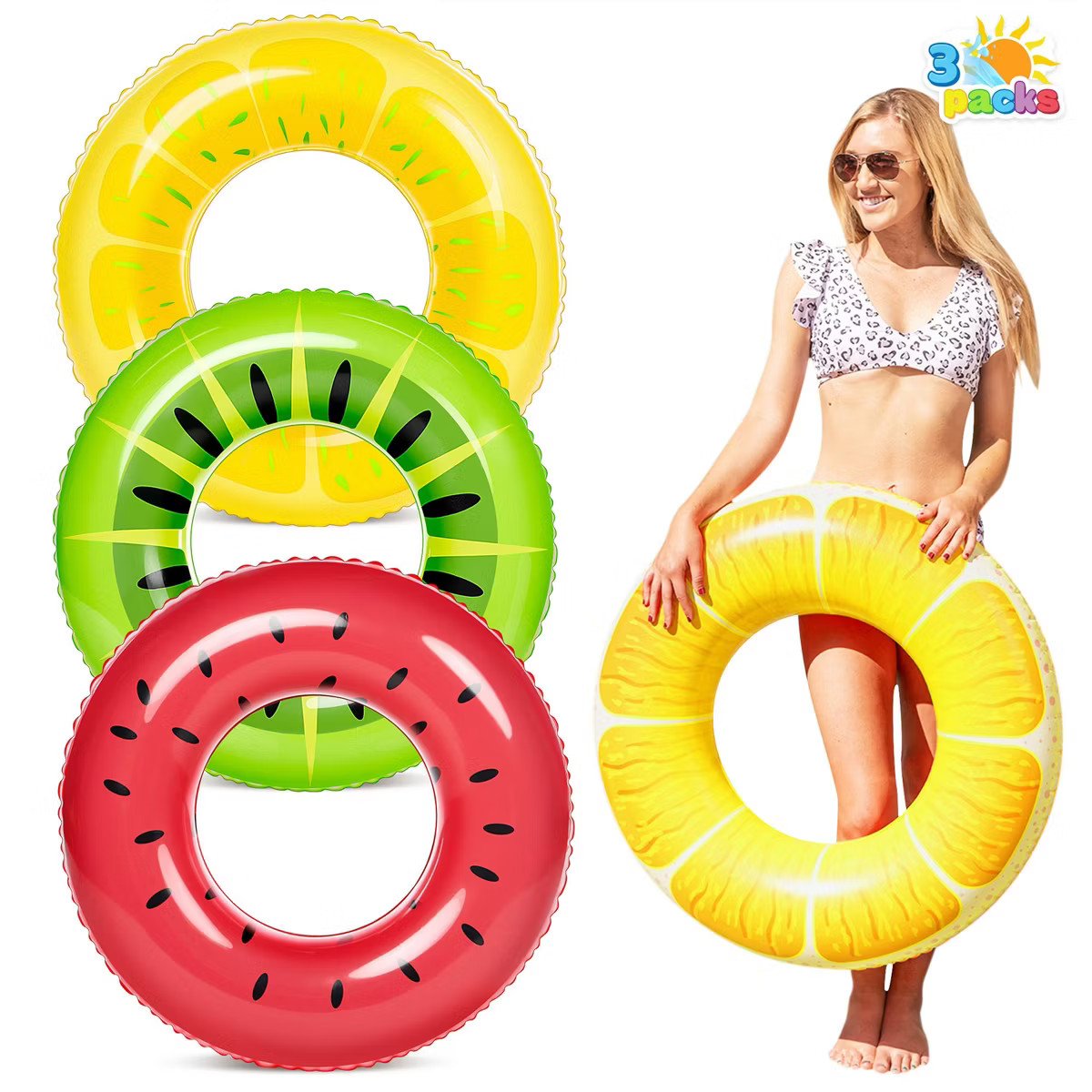 Joyfy 3/4 Packs Pool Float Tube Set, Inflatable Colorful Swim Tube, Pool Inner Tube, Swim Rings P... | Target