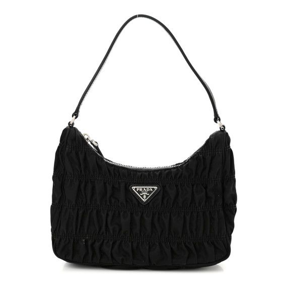 Tessuto Nylon Gaufre Shoulder Bag Black | FASHIONPHILE (US)