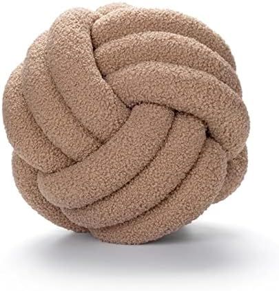 Amazon.com: Knot Pillow Ball Round Lamb Wool Cushion, Boucle Knot Ball Pillow Decorative Throw Pi... | Amazon (US)