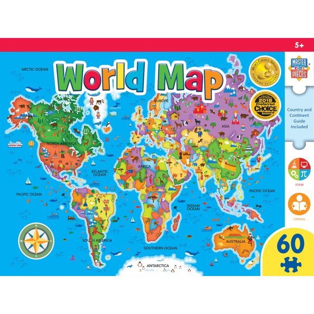 MasterPieces 60 Piece Jigsaw Puzzle for Kids - World Map - 16.5"x12.75" - Walmart.com | Walmart (US)
