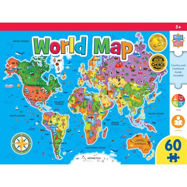 MasterPieces 60 Piece Jigsaw Puzzle for Kids - World Map - 16.5"x12.75" - Walmart.com | Walmart (US)