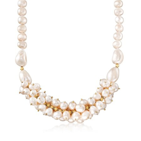 Ross-Simons Cultured Pearl Cluster Necklace in 18kt Gold Over Sterling | Walmart (US)