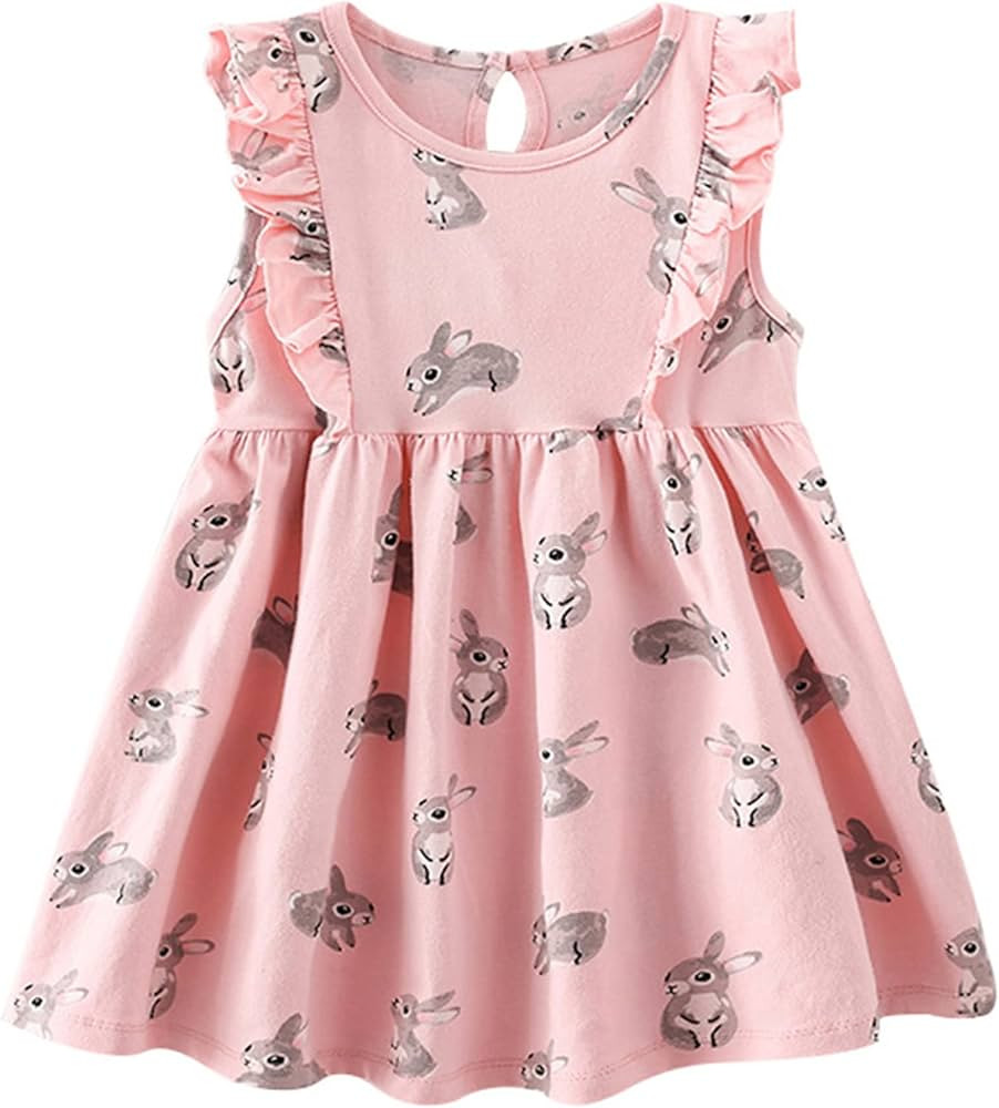HOMAGIC2WE Toddler Girls Dress Kids Short Sleeve Casual Cotton Basic Tunic Shirt Playwear Dresses | Amazon (US)