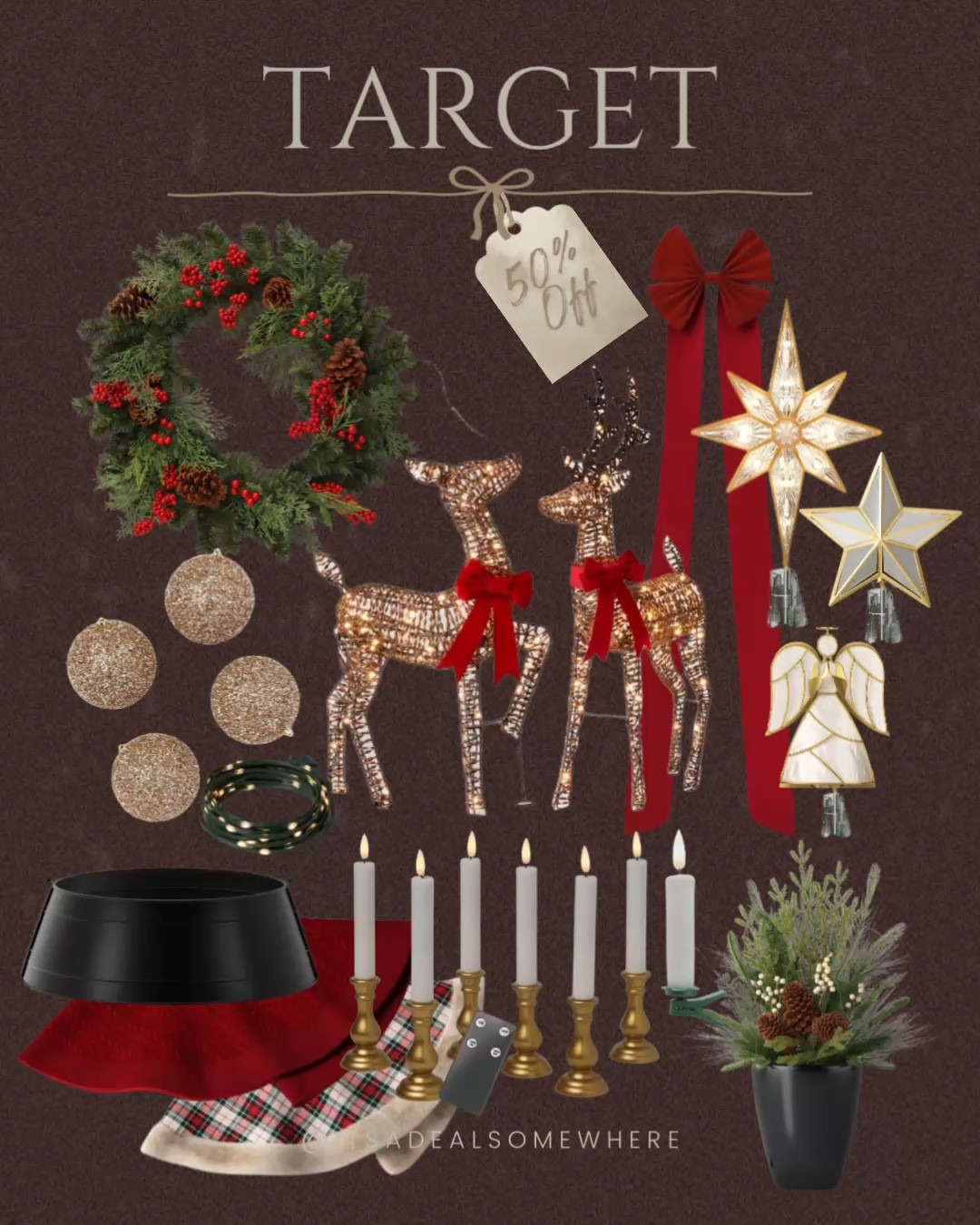 Target 50% off Sale ✨🎁🎄 Black Friday Sale 

Target Christmas decor, holiday wreath, light-up reindeer, Christmas candles, festive ornaments, tree skirt, holiday discount, 50% off Christmas decor, Christmas lights, Target holiday decorations, classic holiday decor, Christmas greenery, holiday star decor, Christmas angel ornament

#LTKHoliday #LTKCyberWeek