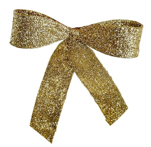 The Hillary Style Glitter Bow Ornament with Clip Gold, Decorative Holiday Bow with Shimmer Finish, Available in 4 Inch and 7 Inch Sizes for Christmas Tree, Wreath or Garland (4 Inch) | Amazon (US)