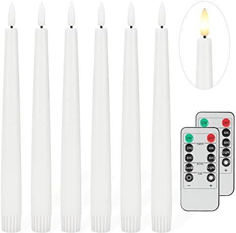 Flameless Taper Candles with 3D Wick, 9.6" Real Wax LED Candles with 2 Remote and Timer, 6 Pack F... | Amazon (US)