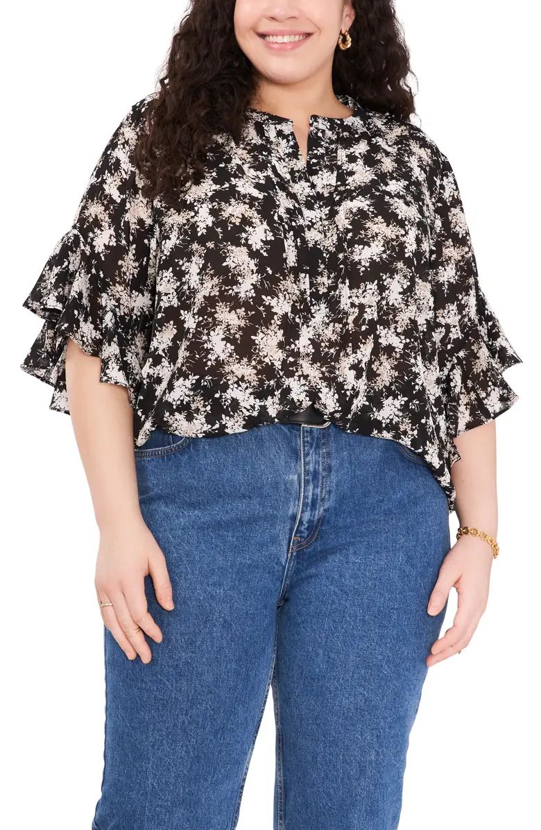 Floral Ruffle Sleeve Blouse | Nordstrom
