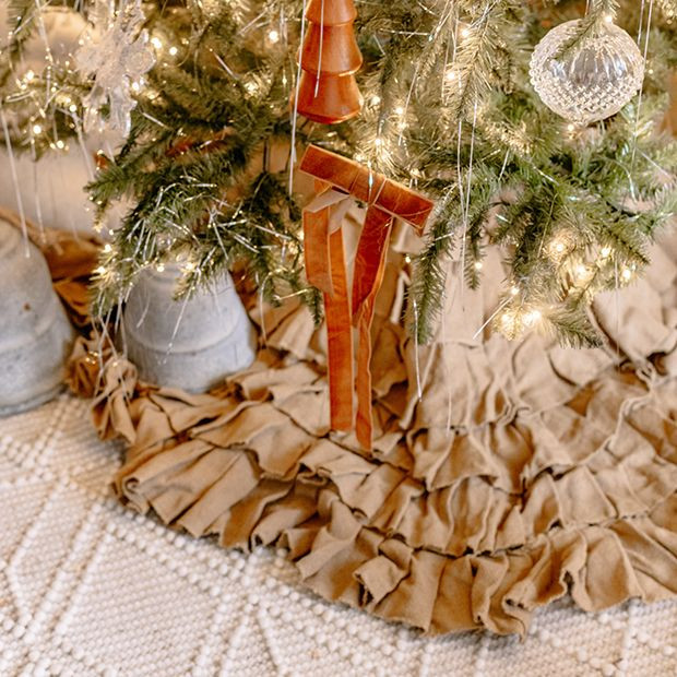 Burlap Ruffled Tree Skirt 48 Inch | Antique Farm House