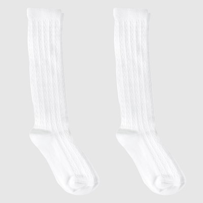 Girls' Casual Knee High Socks - Cat & Jack™ 2pk White Winter White S | Target