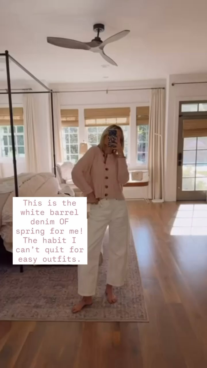 These white barrel jeans are so versatile! Truly so many ways to style for every season! Wearing XS/4.

Loverly Grey, Quince, Target find, Target fashion, white barrel jeans, white barrel denim, pink cardigan, spring fashion, spring outfit ideas 

#LTKootd #LTKSeasonal