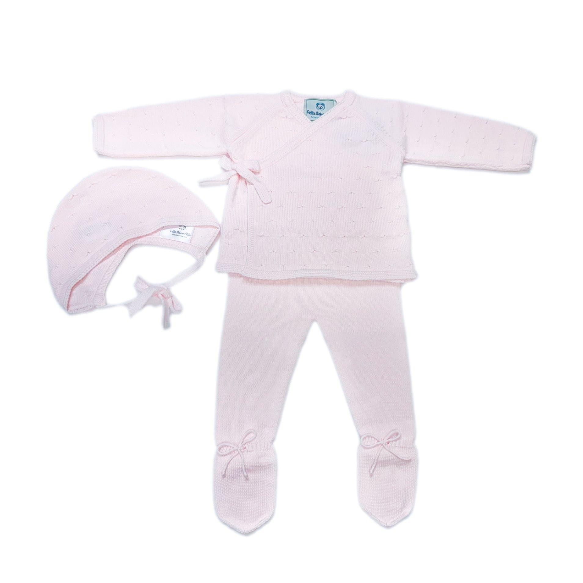 Pink Three Piece Spanish Knit Baby Set | petite maison kids