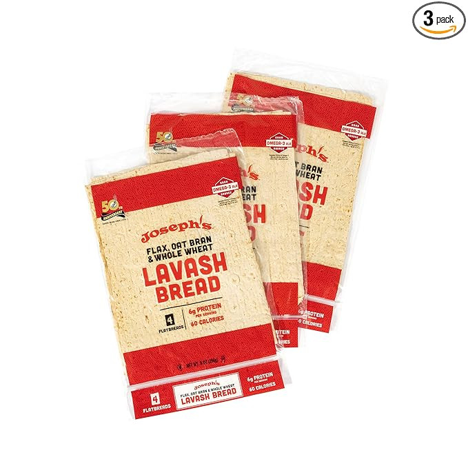 Joseph's Lavash Bread Value 3-Pack, Flax Oat Bran & Whole Wheat, Reduced Carb (4 Flatbreads per P... | Amazon (US)