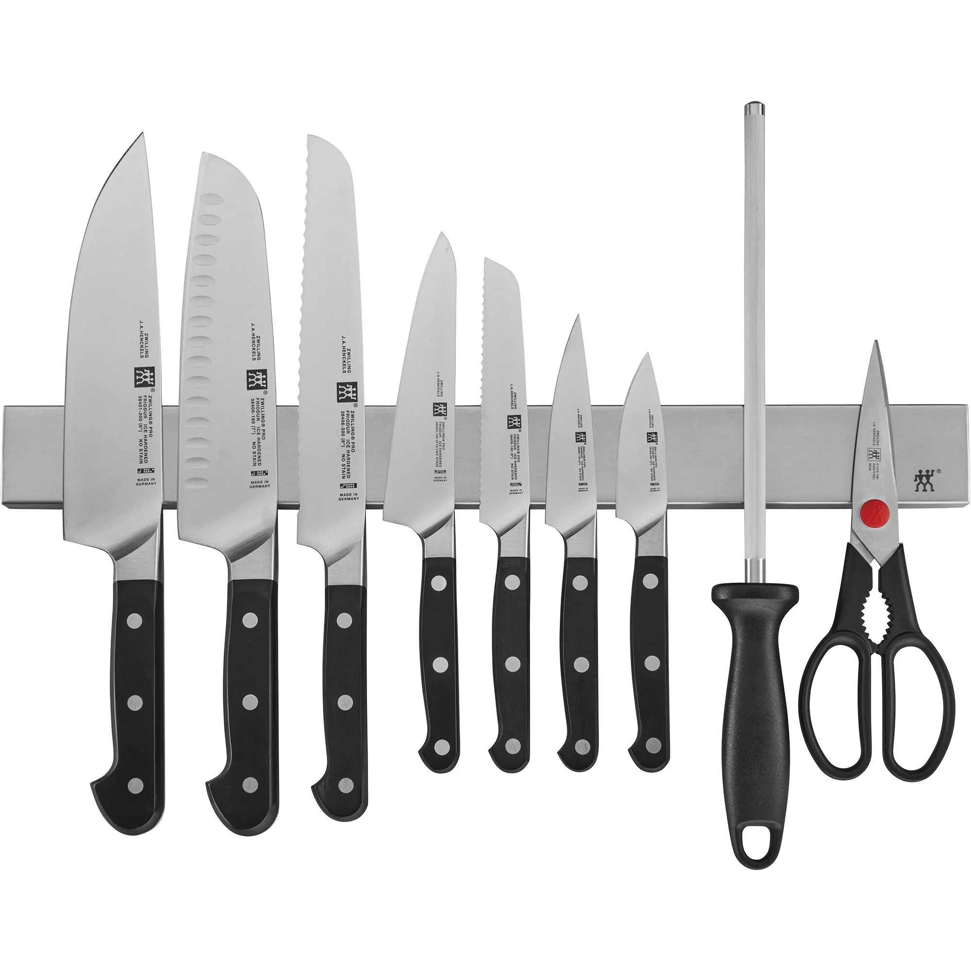 Zwilling Pro 10-Piece Knife Set With 17.5" Stainless Magnetic Knife Bar | Sabavi Home