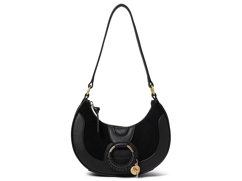 See by Chloe Hana Half-Moon Bag Handbags Black 2, Suede | Zappos